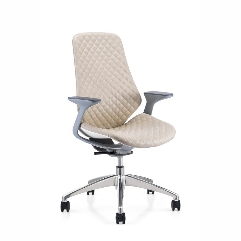 Luxury White Frame Office Chair Comfortable Boss Reclining Swivel Chair for Executive