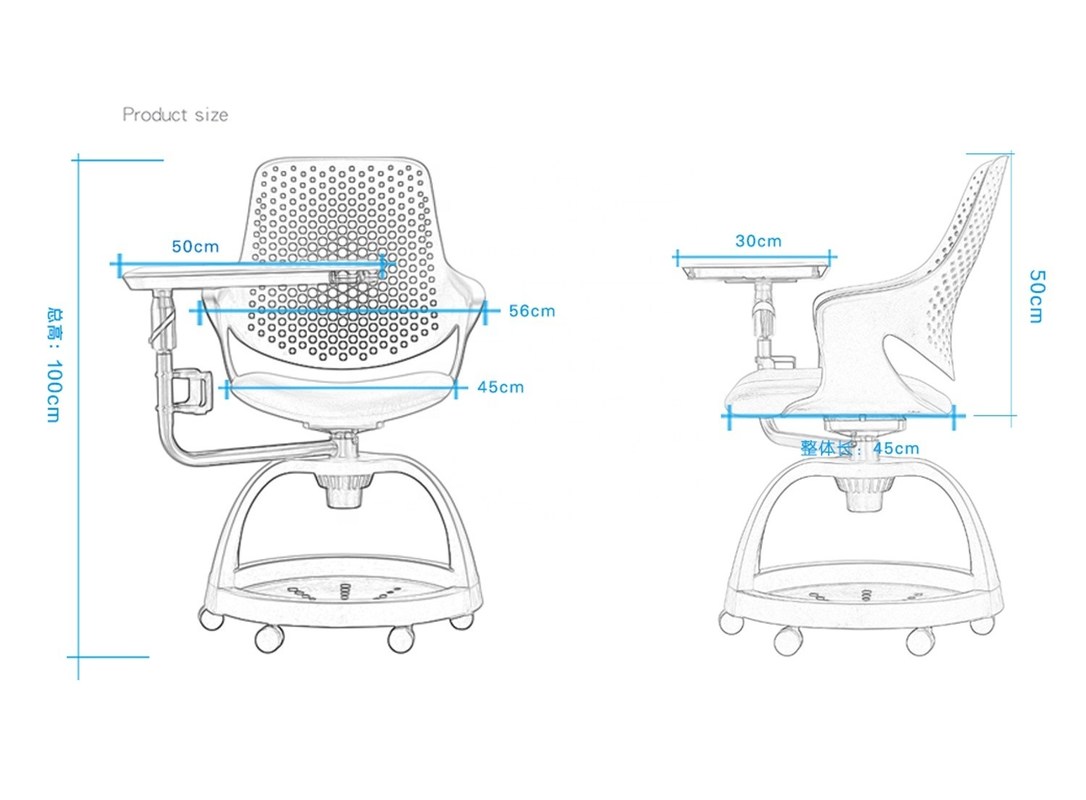 صندلی دانشجویی پلاستیکی با کیفیت عالی با میز تحریر صندلی اداری اجرایی 620*950*940 میلی‌متر