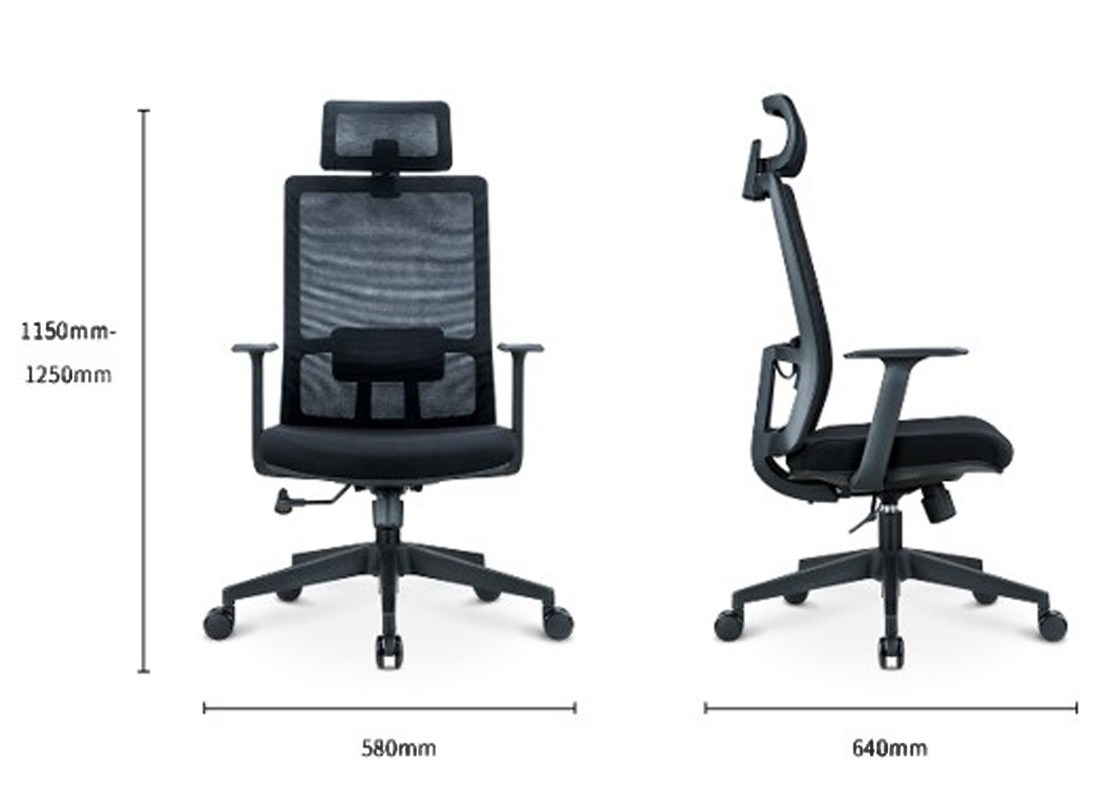 Modern Style Swivel Chair in Black Mesh Fabric for Ergonomic Office and BIFMA Standard