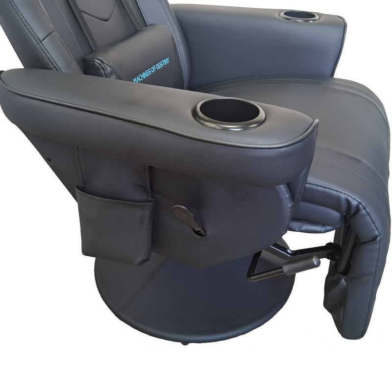 صندلی گیمینگ لوکس مشکی رنگ با جا لیوانی و بلندگوهای بلوتوثی، از ضروریات اتاق گیمینگ