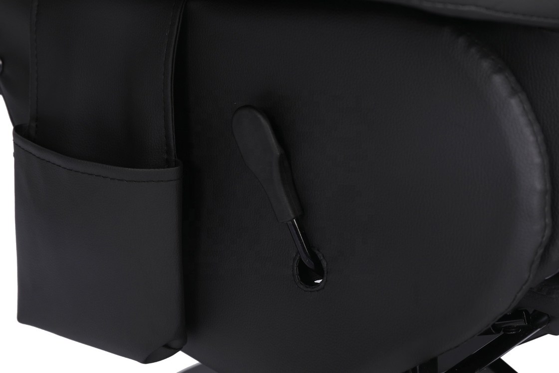 مبل گیمینگ لوکس مشکی/آبی با سبک مسابقه ای، دارای جا لیوانی، نورپردازی LED و زیرپایی